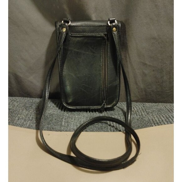 Metro Crossbody Travel Bag Black Kiss Lock Coin Pouch Vintage Medium Size - Picture 2 of 9